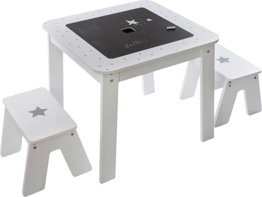 4Goodz Boy set 3-delige set Kindertafel met stoelen 57x57x51cm Wit