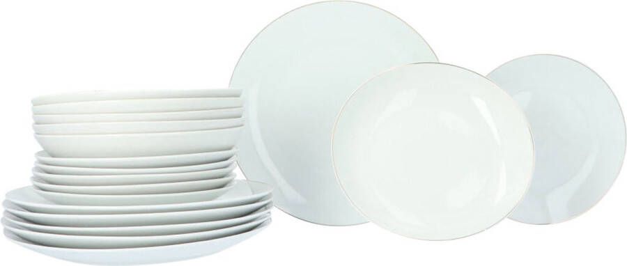 4Goodz Classic Servies-set 6 persoons Porselein Wit met Gouden rand