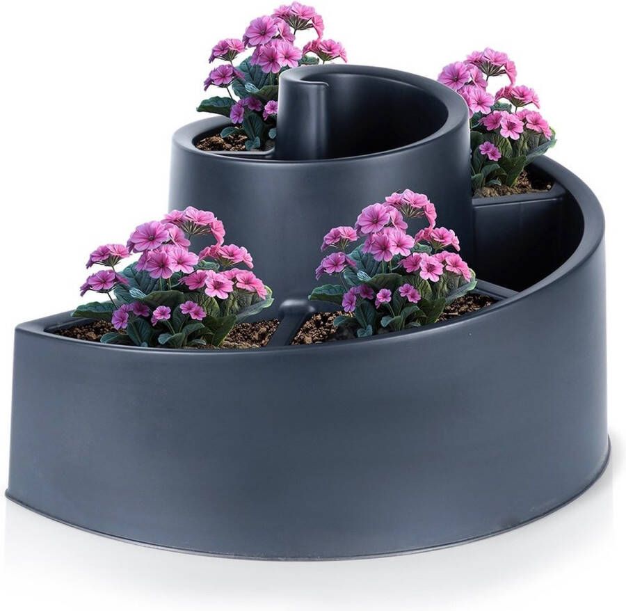 4Goodz Kunststof Plantenbak Rond 54x45x34cm Antraciet