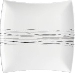 4Goodz Lines set 6x Porseleinen Dinerborden Vierkant 26x23 cm Wit