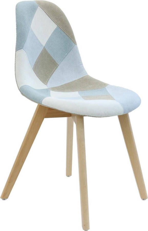 Home deco factory 4goodz Lund Set van 2 stuks Patchwork Eetkamerstoelen Blauw Grijs