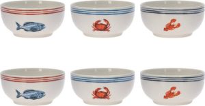 4Goodz Sealife set van 6 stuks Porseleinen Kommen 10 cm doorsnede