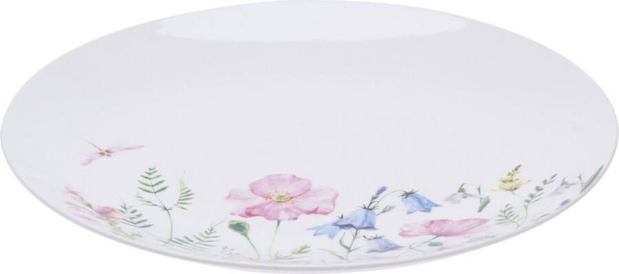 Merkloos 4goodz set 6 stuks Porseleinen Dinerborden 27 cm met roze Bloemen
