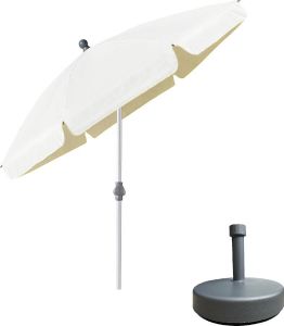 4Goodz StokParasol met Creme 200 cm met Bijpassende Vulbare Parasolvoet