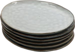 4Goodz Stone Dinerbord Set van 6 Keramiek 28x23x2 cm Grijs