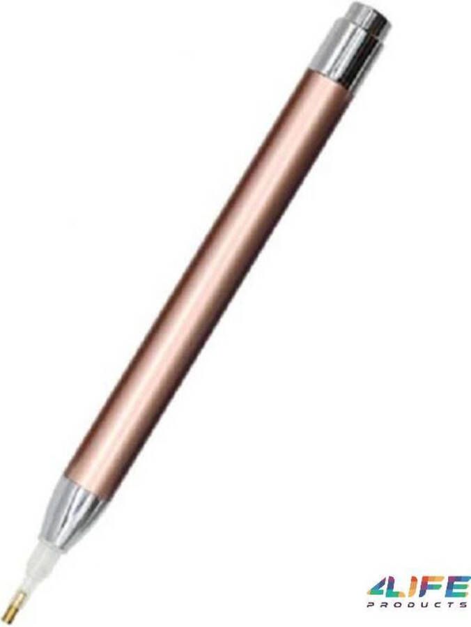 4LifeProducts 4Lifes Diamond Painting Pen LED Light pen Rosé Goud Inclusief Gratis Batterijen