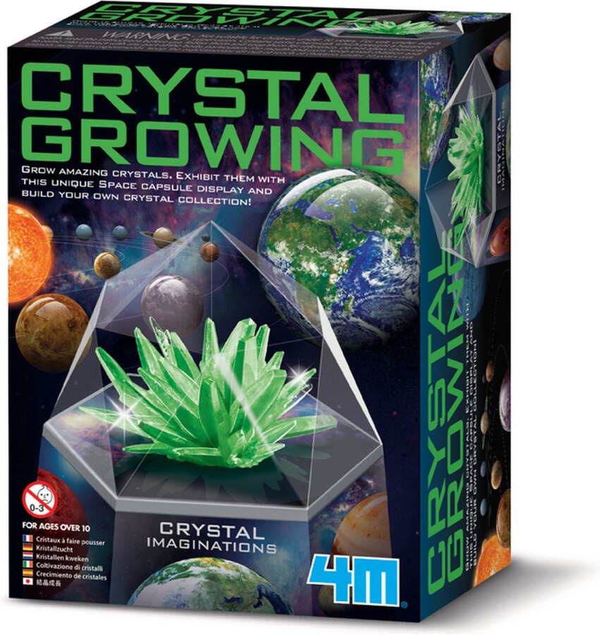 4M Science in action: CRYSTAL GROWING RUIMTE Groen 9cm met gedetailleerde instructies in doos 11 5x6 3x15m 10+