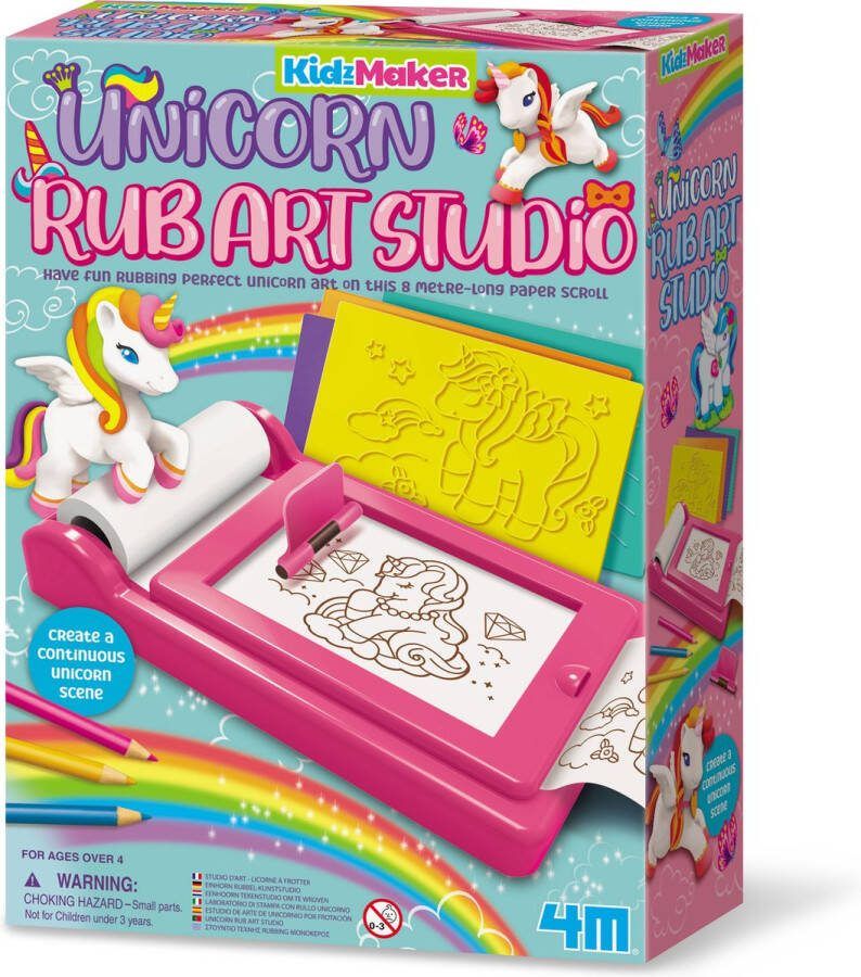 4M Unicorn Rub Art Studio Verven inclusief Jongen meisje Potloden inclusief Kleurplaat op rol Inclusief krijten