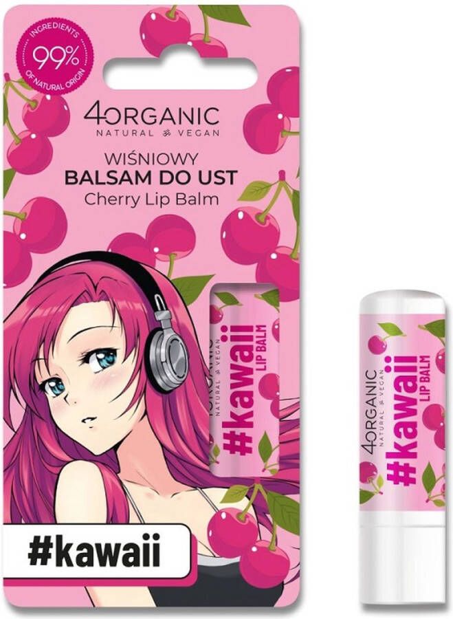 4organic #Kawaii natuurlijke lippenbalsem Kers 5g