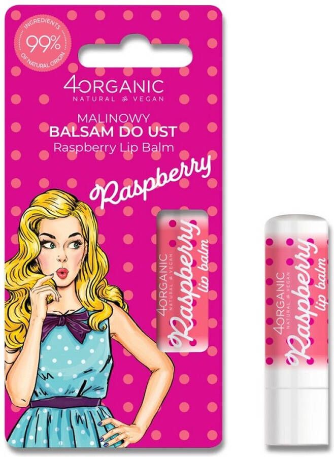 4organic Pin-up Girl natuurlijke lippenbalsem Framboos 5g