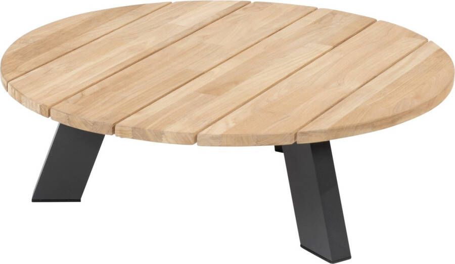 4 Seasons Outdoor Cosmic salontafel met teak blad 78 cm rond en 25 cm hoog