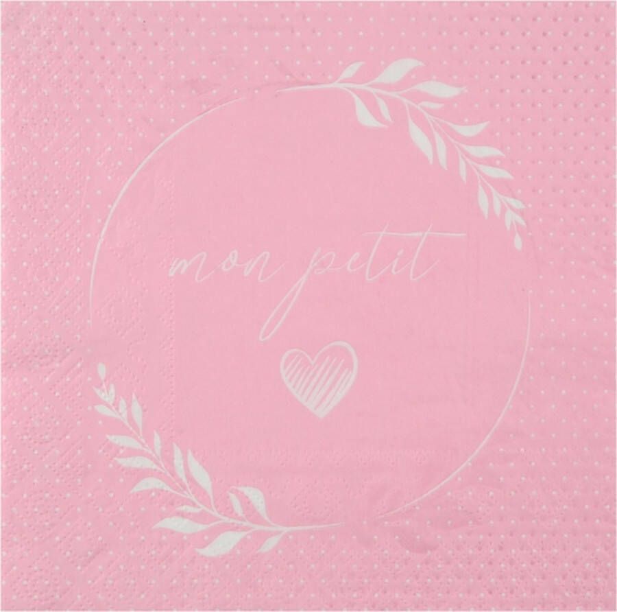 4thePerfectParty 20 Servetten Mon Petit roze servet genderreveal babyshower mon petit geboorte baby