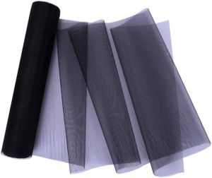 4thePerfectParty 3X glanzend zwarte organza rol van 5 meter x 28 cm tafelloper stoelstrik organza zwart DIY naaien