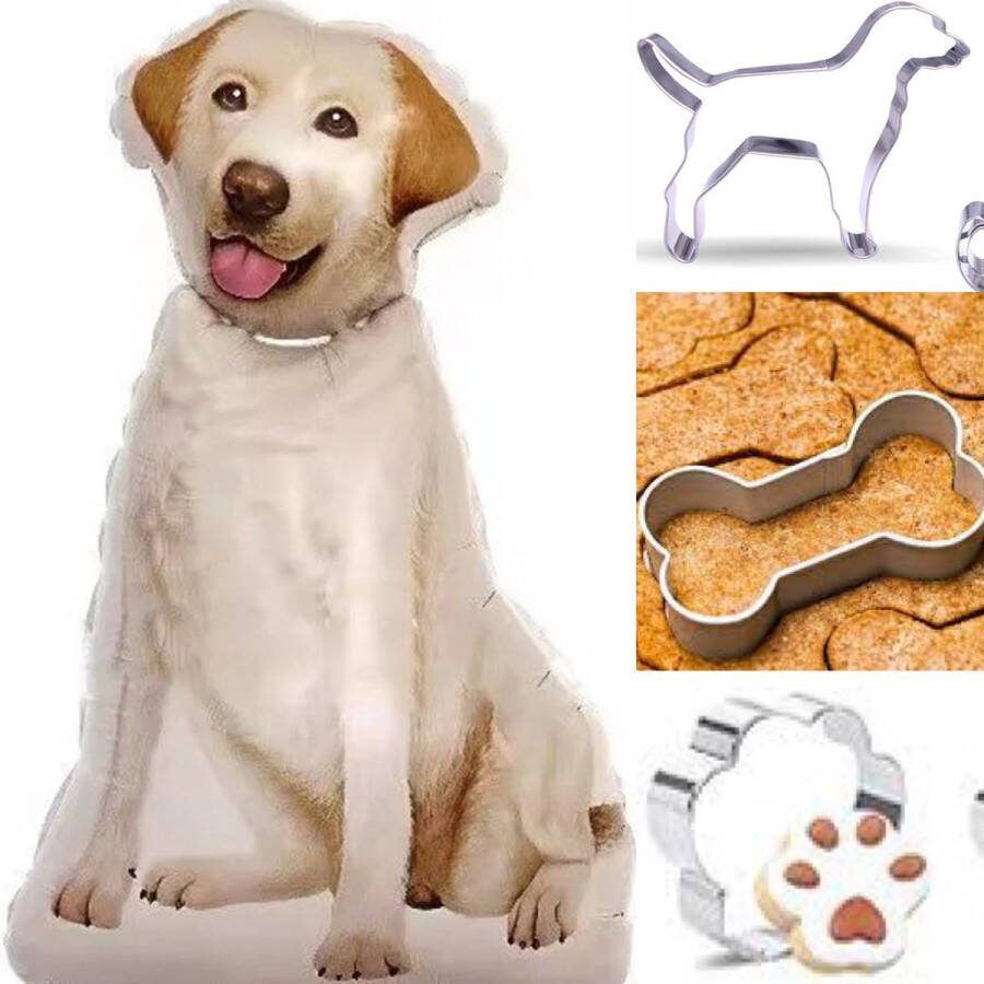 4thePerfectParty 7-delige honden party set Labrador Retriever met ballon en koekjes vormen hond honden bot koekjesvorm bakken verjaardag huisdier
