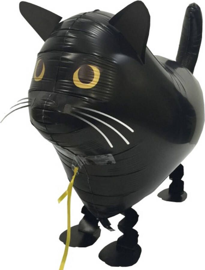 4thePerfectParty Ballon in de vorm van een zwarte kat poes dier folie ballon zwarte kat decoratie