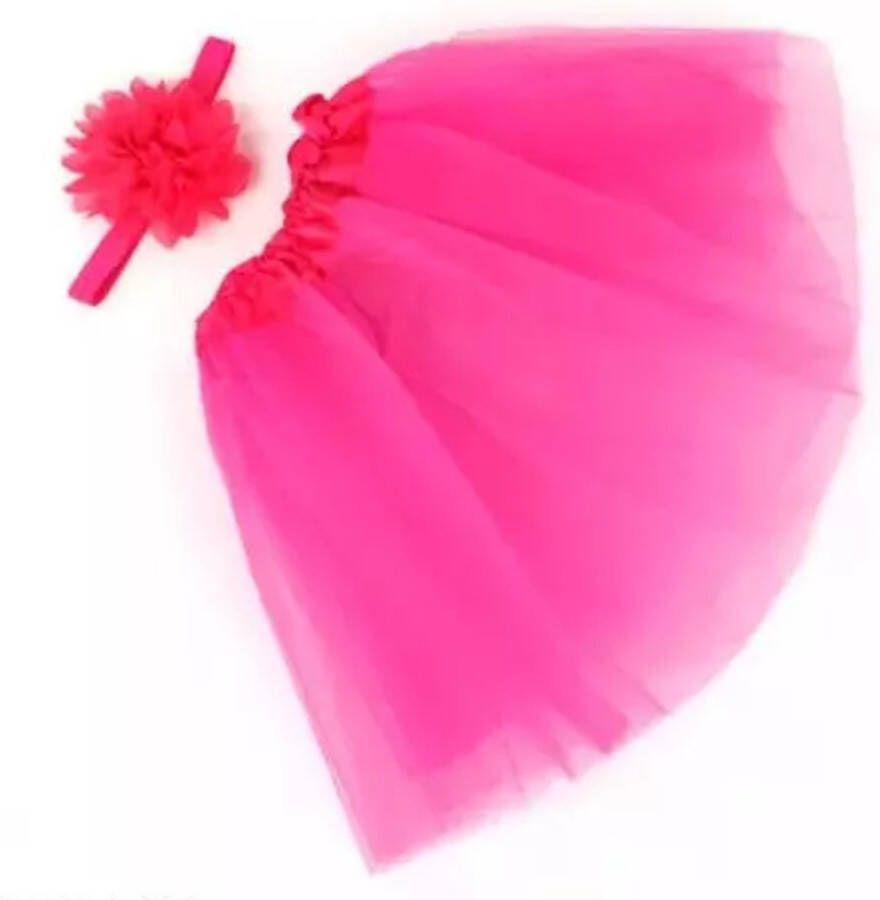 4thePerfectParty Bay tutu hot pink met bijpassende elastische haarband met grote bloem tutu haarband kinderkleding roze pink