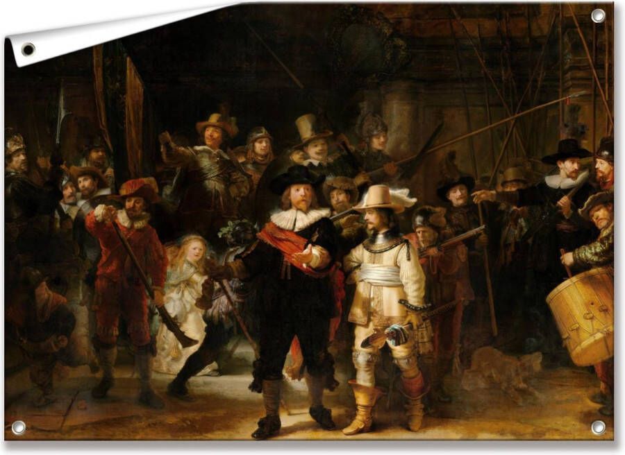 53 Graden Noord Tuinposter Tuindoek De Nachtwacht Rembrandt van Rijn 90x60 cm