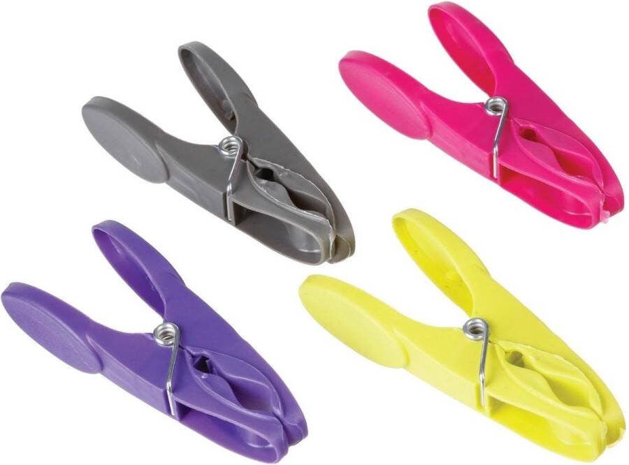5five 160x Stuks wasknijpers grijs geel paars en roze 8 5 cm van kunststof Was ophangen Was knijpers