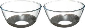 5five 2x stuks beslagkommen mengkommen glas met antislip 2 2L Keukenbenodigdheden Serveerschalen saladeschalen