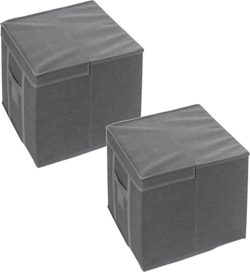 5five 2x Stuks dekbed kussen opberghoes antraciet grijs met vacuumzak 40 x 40 x 25 cm Dekbedhoes Beschermhoes