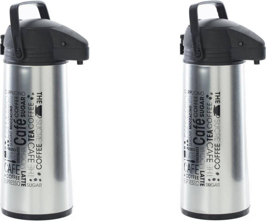 5five 2x stuks koffie thee thermoskan RVS 1 9 liter Isoleerkannen voor warme koude dranken