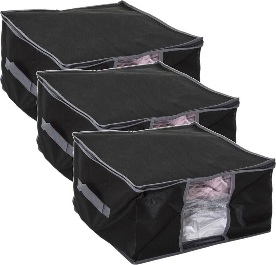 5five 3x Stuks dekbed kussen opberghoes zwart met vacuumzak 40 x 40 x 25 cm Dekbedhoes Beschermhoes