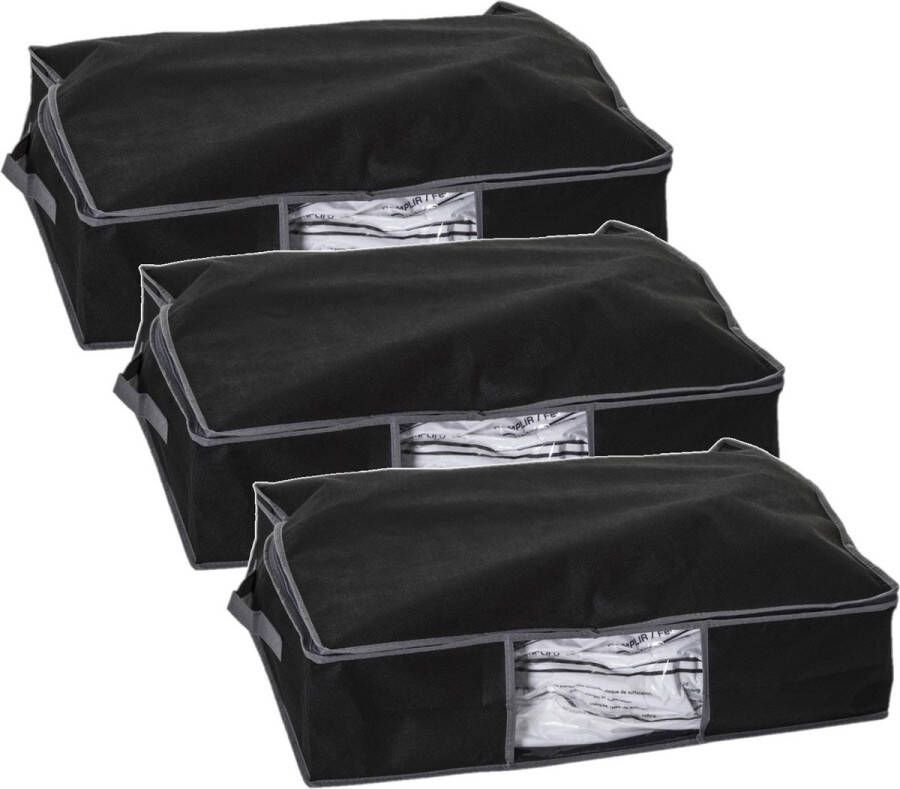 5five 3x Stuks dekbed kussen opberghoes zwart met vacuumzak 60 x 45 x 15 cm Dekbedhoes Beschermhoes