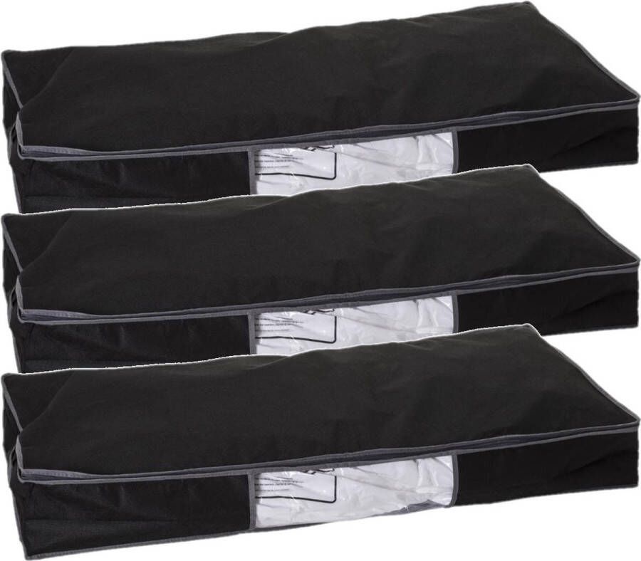 5five 3x Stuks dekbed kussen opberghoes zwart met vacuumzak 98 x 45 x 15 cm Dekbedhoes Beschermhoes