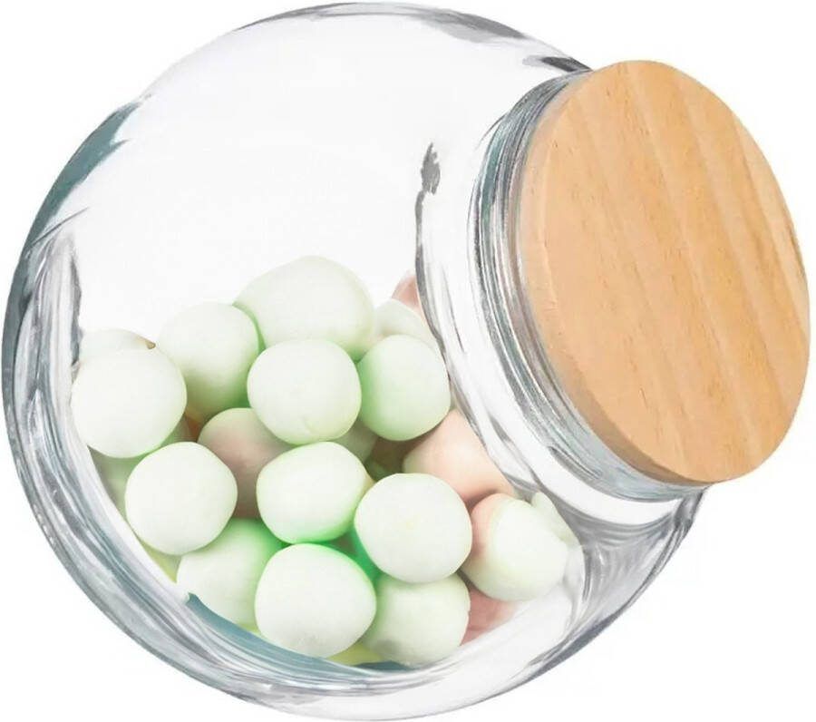 5five 4x stuks snoeppotten voorraadpotten 0 65L glas met houten deksel 650 ml Voorraadpotten met luchtdichte sluiting