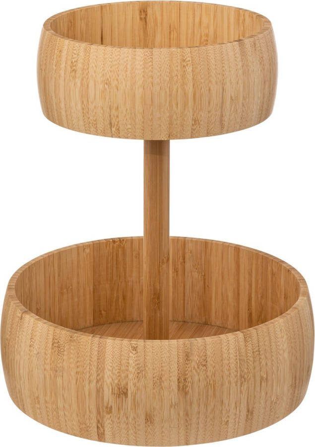 5Five 5Fiv Fruitmand bamboe 2 Laags Fruitschaal decoratieve schaal 29 cm