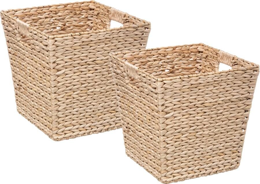 5five Opbergmand van riet 2x 29 liter lichtbruin gevlochten 31 x 31 x 31 cm nestbaar