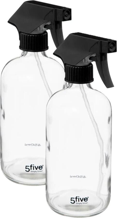 5five Plantenspuit met een inhoud van 450 ml 2x glas transparant verstuiver kop 21 cm