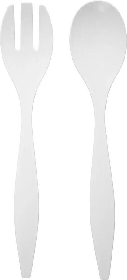 5five Sla bestek couvert 2-delig wit kunststof 29 cm saladebestek slacouvert opscheplepels fruit groente