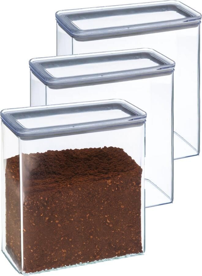 5five Voorraadpot 5x keuken voedsel kunststof 3000 ml luchtdichte deksel transparant 20 x 10 x 20 cm