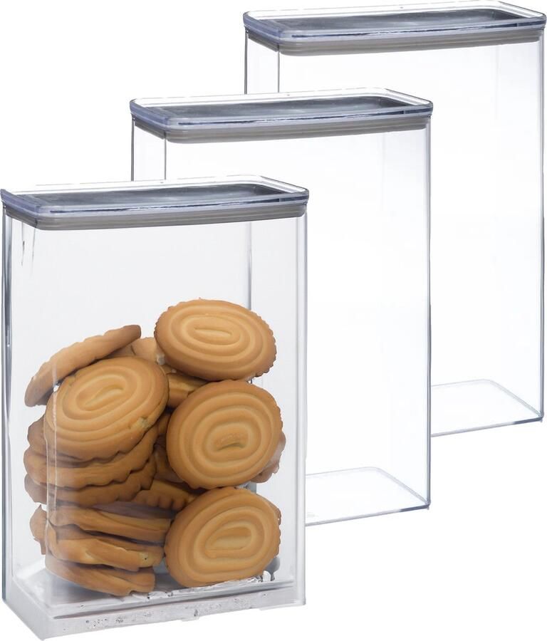 5five Voorraadpot 5x keuken voedsel kunststof 4300 ml luchtdichte deksel transparant 20 x 10 x 27 cm