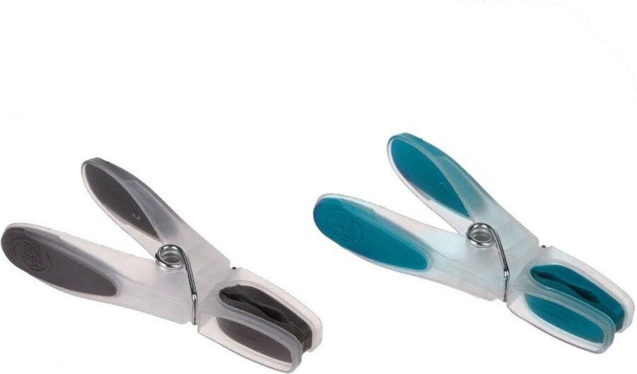5Five 96x Stuks wasknijpers grijs en blauw 8 cm van kunststof Was ophangen Was knijpers