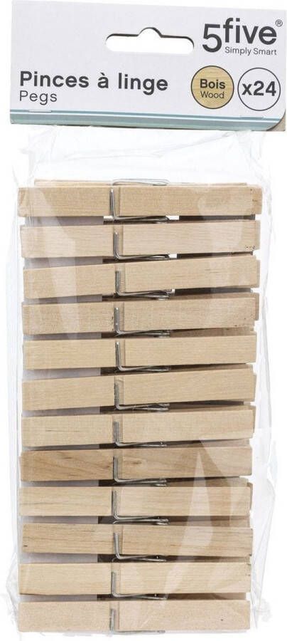5five 96x Stuks wasknijpers naturel 9 cm van hout Was ophangen Was knijpers