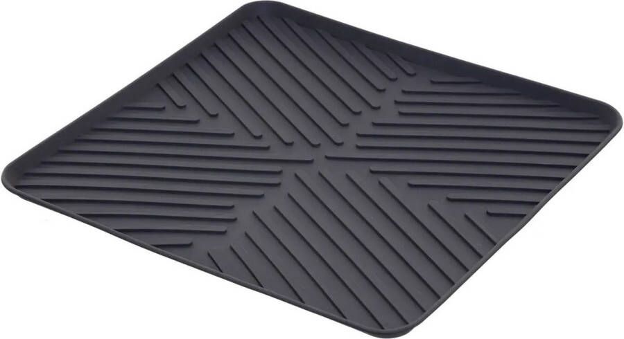 5Five Afwas afdruipmat keuken anti-slip- rubber grijs stip- 30 x 30 cm Afdruiprekken