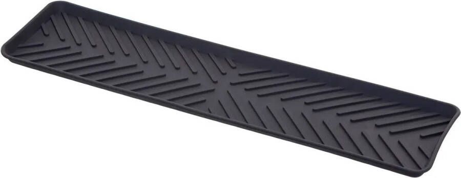 5Five Afwas afdruipmat keuken smal anti-slip- rubber grijs stip- 10 x 40 cm Afdruiprekken