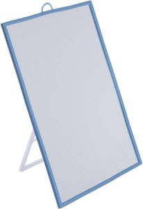 5five Basic make-up spiegel scheerspiegel op standaard kunststof 15 x 20 cm blauw Badkamer kaptafel opmaakspiegels