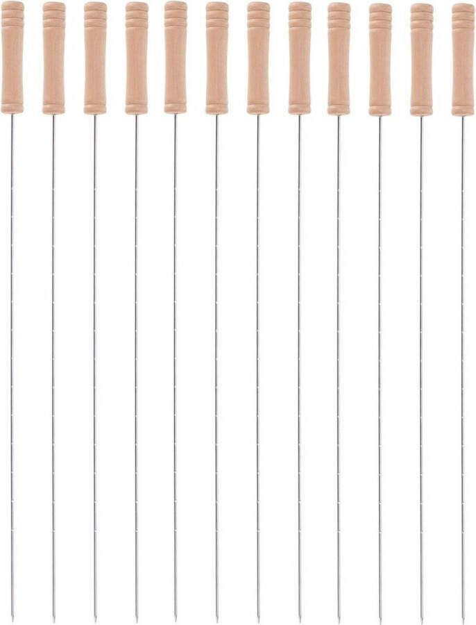 5five BBQ spiezen 12x stuks metaal 45 cm vleespennen voor vlees barbecue accessoires