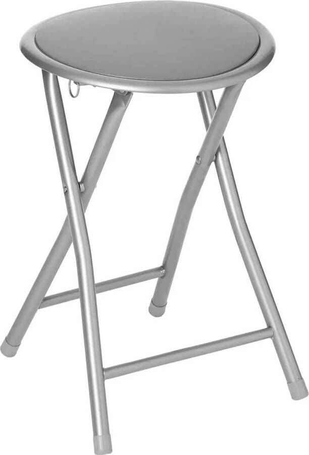 5Five Bijzet krukje stoel Opvouwbaar zilver grijs 46 cm Krukjes