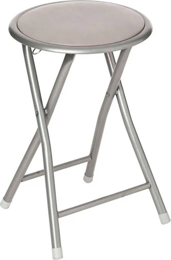 5Five Bijzet krukje stoel Opvouwbaar zilver taupe 46 cm Krukjes