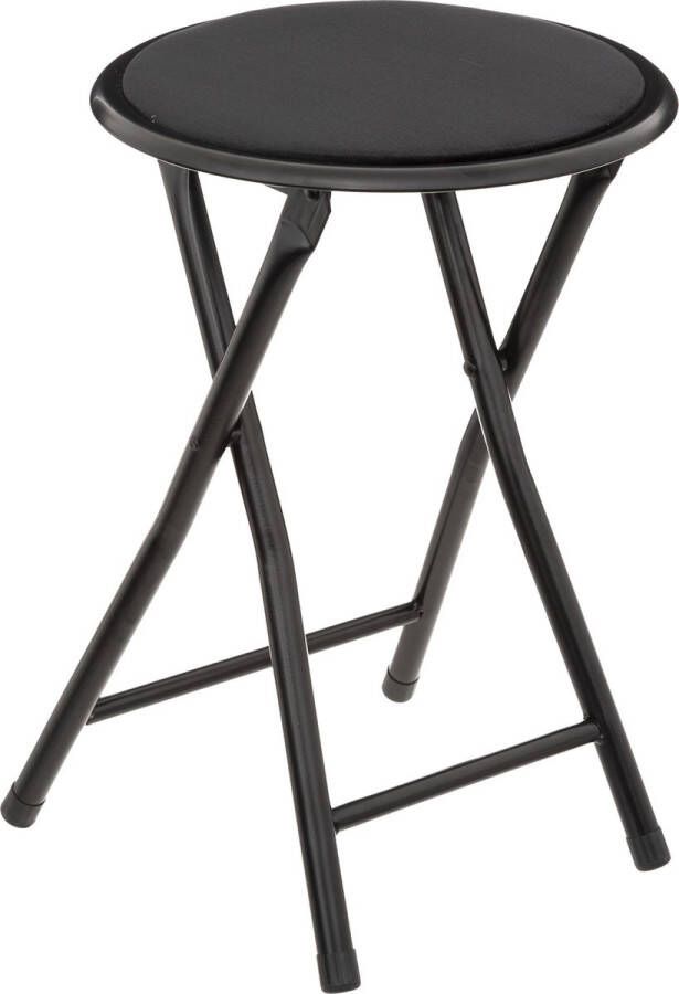5Five Bijzet krukje stoel Opvouwbaar zwart fluweel 29 x 45 cm Krukjes