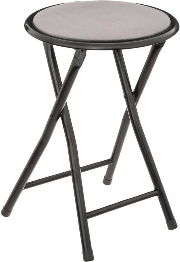 5Five Bijzet krukje stoel Opvouwbaar zwart grijs 46 cm Krukjes