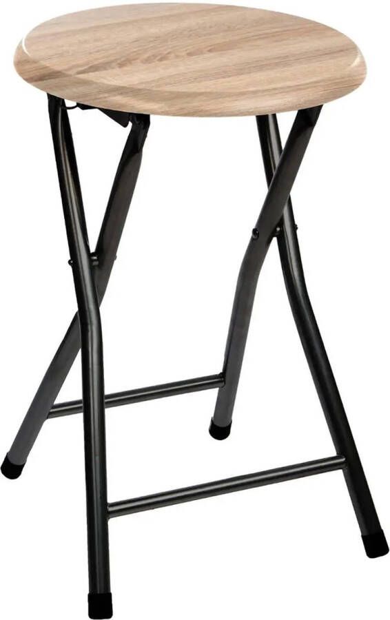 5Five Bijzet krukje stoel Opvouwbaar zwart hout 46 cm Krukjes