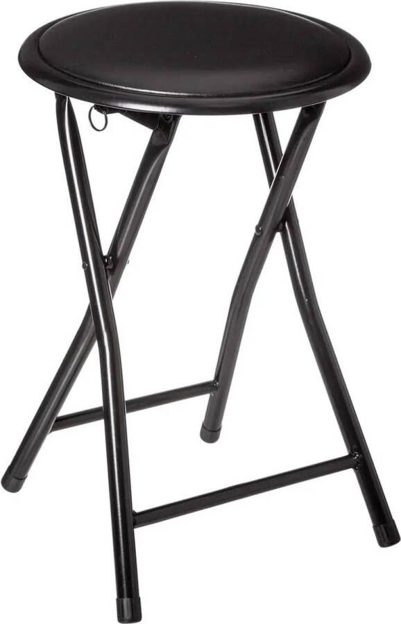 5Five Bijzet krukje stoel Opvouwbaar zwart zwart 46 cm Krukjes