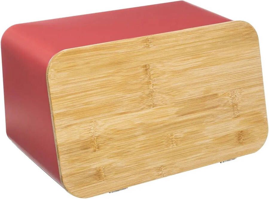 5Five Broodtrommel met snijplank deksel Brick roze Metaal bamboe 37 x 22 x 23 cm Broodtrommels