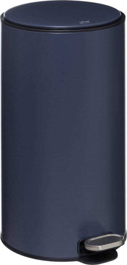5Five Delta Afvalemmer Soft close Antigeur actief koolstoffilter Uitneembare emmer 30L Metaal Blauw
