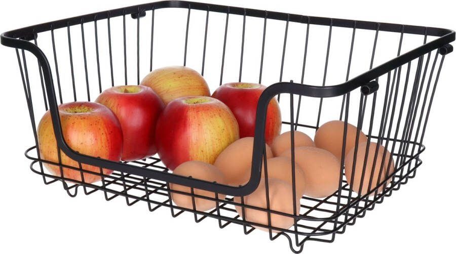 5five Draadmand opbergmand met handvat stapelbaar zwart 26 x 16 x 33 cm